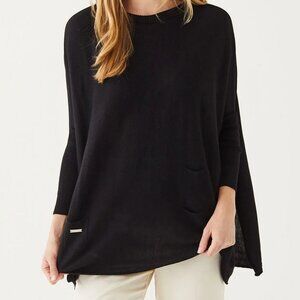 Mer Sea Catalina Sweater Black Pullover Side Slits Crewneck Tunic S/M